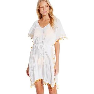 One size Seafolly Desert Tribe Mini Tassel Kaftan White beach cover up